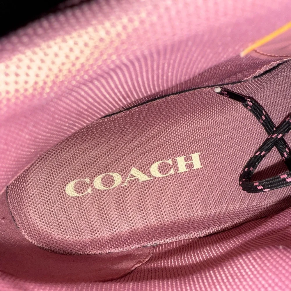 COACH C265 Hiker Sneakers Black Pink Suede Mesh Chunky High Top G4320